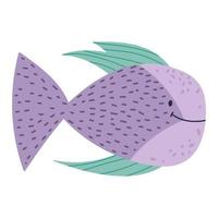 dessin animé de la vie marine de poisson vecteur