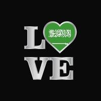 amour typographie arabie saoudite drapeau conception vecteur beau lettrage