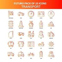 jeu d'icônes de transport futuro 25 orange vecteur