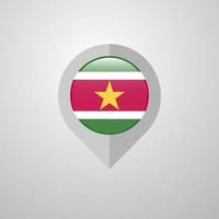 pointeur de navigation de carte avec le vecteur de conception du drapeau du suriname