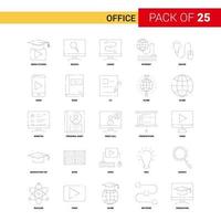 icône de ligne noire de bureau 25 jeu d'icônes de contour d'entreprise vecteur