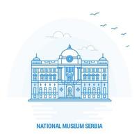 musée national serbie repère bleu fond créatif et modèle d'affiche vecteur