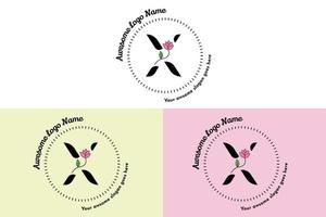 logo de lettre x féminin, modèles de badges minimalistes et floraux modernes pour la marque, l'identité, la boutique, le vecteur de salon. vecteur de conception de logo floral x lettre simple.