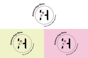 logo de lettre h féminin, modèles de badges minimalistes et floraux modernes pour la marque, l'identité, la boutique, le vecteur de salon. vecteur de conception de logo de lettre h floral simple.
