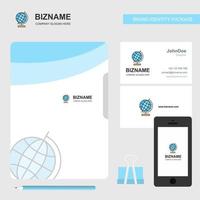 couverture de fichier de logo d'entreprise globe carte de visite et illustration vectorielle de conception d'application mobile vecteur