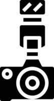 photographie flash appareil photo multimédia - icône solide vecteur