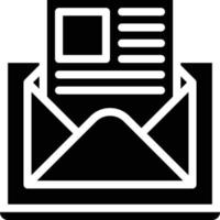 Newsletter informatique en ligne par e-mail - icône solide vecteur