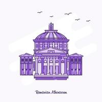 Athenaeum roumain monument violet ligne pointillée skyline vector illustration