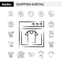 shopping pack d'icônes dessinées à la main pour les concepteurs et les développeurs vecteur