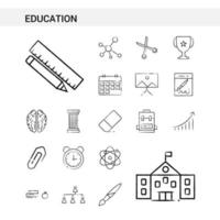 style de jeu d'icônes dessinées à la main de l'éducation isolé sur le vecteur de fond blanc