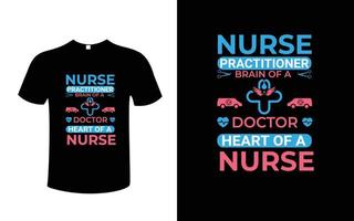 infirmière praticienne cerveau d'un médecin coeur d'une infirmière vecteur de conception de t shirt