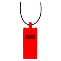icône de sifflet rouge avec chaîne sur fond blanc. parfait pour les sifflets d'arbitres de football, de basket-ball et de police. illustration vectorielle vecteur