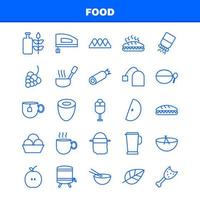 les icônes de ligne de nourriture sont définies pour l'infographie le kit uxui mobile et la conception d'impression incluent le pot de cuisson les repas de nourriture la bouilloire le thé la collection de repas de nourriture le logo et le pictogramme de l'infographie moderne le vecteur