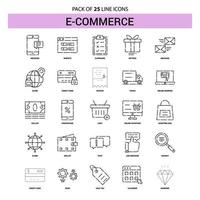 jeu d'icônes de ligne de commerce électronique 25 style de contour en pointillé vecteur