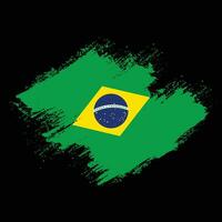 nouveau vecteur de drapeau grunge brésil en détresse
