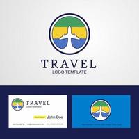 conception de logo et de carte de visite de drapeau de cercle créatif de voyage gabon vecteur