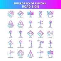 25 pack d'icônes de panneaux de signalisation futuro bleu et rose vecteur
