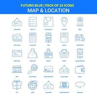 icônes de carte et de localisation pack d'icônes futuro blue 25 vecteur