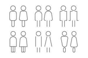 ensemble d'icônes de ligne noire hommes et femmes isolées sur fond blanc. vecteur