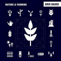 nature et agriculture pack d'icônes de glyphes solides pour les concepteurs et les développeurs icônes de grange bâtiment porte ferme agriculture nature ronde montagne vecteur