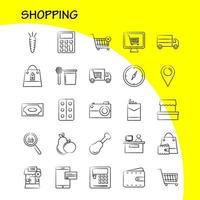 shopping icône dessinée à la main pour l'impression web et le kit uxui mobile tel que la construction d'un centre commercial centre commercial panier commerce pictogramme pack vecteur
