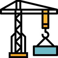 Outil de crochet de construction de grue - icône de contour rempli vecteur