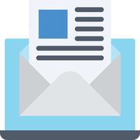 bulletin informatique en ligne par e-mail - icône plate vecteur