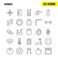 icône de ligne de sport pour l'impression web et le kit uxui mobile tel que le basket-ball basket-ball jeu de balle sport prix médaille pictogramme pack vecteur