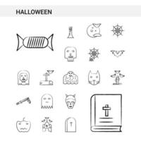 style de jeu d'icônes dessinés à la main halloween isolé sur fond blanc vecteur
