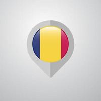 pointeur de navigation de carte avec vecteur de conception de drapeau tchad