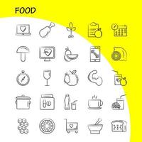 icône de nourriture dessinée à la main pour l'impression web et le kit uxui mobile tel que citron nourriture fruits santé burger boisson restauration rapide pictogramme pack vecteur
