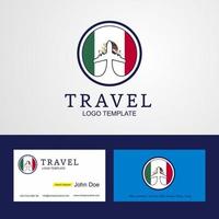 conception de logo et de carte de visite de drapeau de cercle créatif de voyage au mexique vecteur