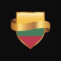 vecteur de conception de badge doré drapeau lituanie