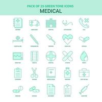 25 jeu d'icônes médicales vertes vecteur
