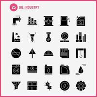 pack d'icônes de glyphe solide de l'industrie pétrolière pour les concepteurs et les développeurs vecteur