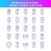 pack d'icônes de 25 fonctions de téléphone intelligent futuro bleu et rose vecteur