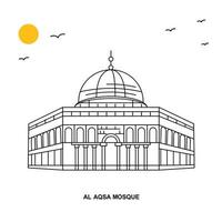 mosquée al aqsa monument monde voyage illustration naturelle fond dans le style de ligne vecteur