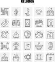 icônes de ligne de religion définies pour l'infographie le kit uxui mobile et la conception d'impression incluent les vacances de cercueil religion religion prier église élément musulman jeu d'icônes vecteur