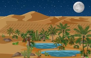 oasis du désert avec palmiers et paysage naturel de cactus vecteur