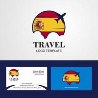 logo du drapeau de voyage en espagne et conception de la carte de visite vecteur