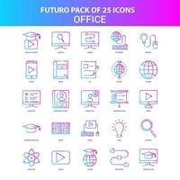 25 pack d'icônes de bureau futuro bleu et rose vecteur