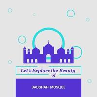 explorons la beauté de la mosquée badshahi lahore pakistan monuments nationaux vecteur