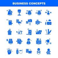 concepts d'entreprise icônes de glyphes solides définies pour l'infographie le kit uxui mobile et la conception d'impression incluent un ordinateur portable message électronique réglage du site Web collection internet du site Web infographi moderne vecteur