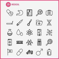 les icônes de la ligne de santé sont définies pour l'infographie le kit uxui mobile et la conception d'impression comprennent une seringue médecine médicale hôpital stéthoscope médecin médecine médicale vecteur eps 10