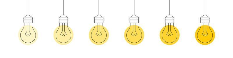 l'ampoule. notion d'idée. vecteur d'icône d'ampoule. illustration de symbole d'idées. illustration vectorielle