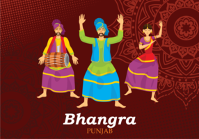 Bhangra Folk Dance Illustration
