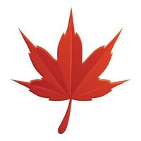 icône de feuille d'automne rouge, style cartoon vecteur