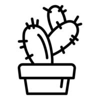 icône de pot de cactus décoratif, style de contour vecteur
