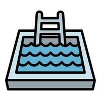 icône de piscine intérieure, style de contour vecteur