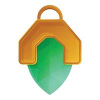 icône d'amulette émeraude verte, style cartoon vecteur